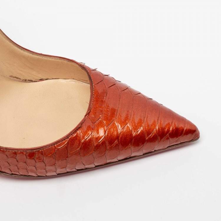 Pre Owned Christian Louboutin Rust Python Leather So Kate Pumps Size 41