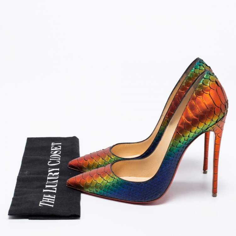Pre Owned Christian Louboutin Multicolor Python Leather So Kate Pumps Size 41