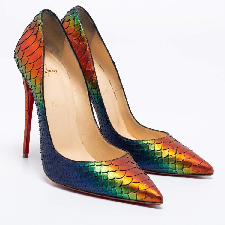Pre Owned Christian Louboutin Multicolor Python Leather So Kate Pumps Size 41