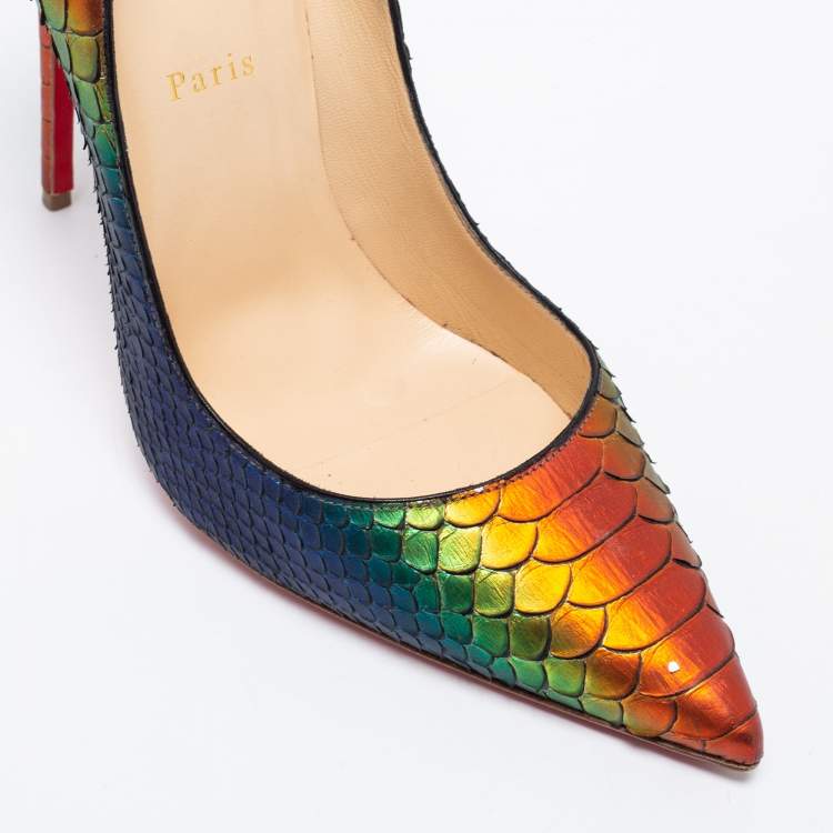 Pre Owned Christian Louboutin Multicolor Python Leather So Kate Pumps Size 41