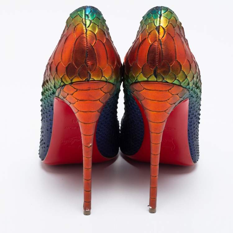 Pre Owned Christian Louboutin Multicolor Python Leather So Kate Pumps Size 41