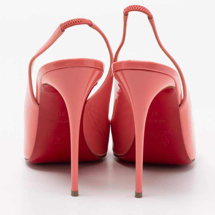 Pre Owned Christian Louboutin Dusty Pink Patent Leather Drama Spiked Slingback Sandals Size 41