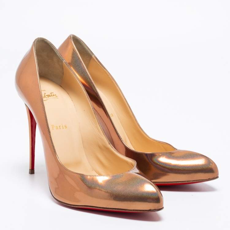 Pre Owned Christian Louboutin Metallic Bronze Iridescent Leather Breche Pumps Size 41