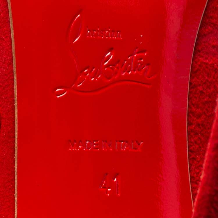 Pre Owned Christian Louboutin Red Suede Embellished Pumps Size 41