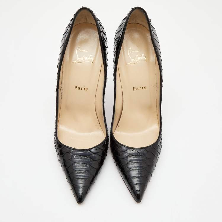 Pre Owned Christian Louboutin Black Python Leather So Kate Pumps Size 41