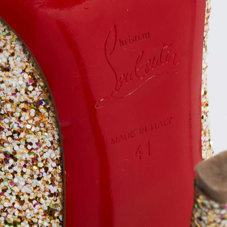 Pre Owned Christian Louboutin Multicolor Coarse Glitter Pigalle Pumps Size 41