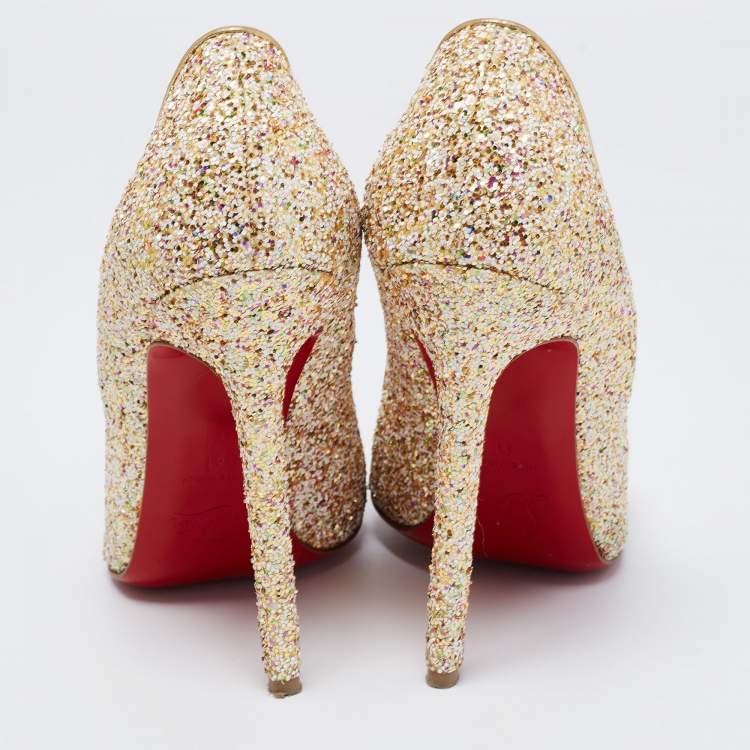 Pre Owned Christian Louboutin Multicolor Coarse Glitter Pigalle Pumps Size 41