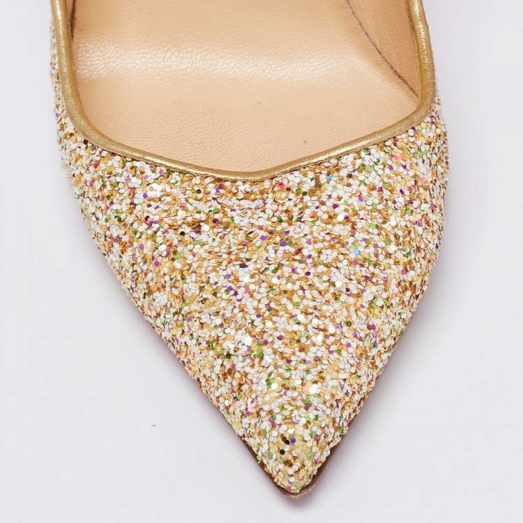 Pre Owned Christian Louboutin Multicolor Coarse Glitter Pigalle Pumps Size 41