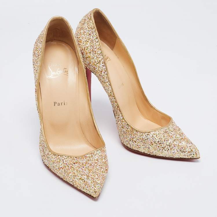 Pre Owned Christian Louboutin Multicolor Coarse Glitter Pigalle Pumps Size 41