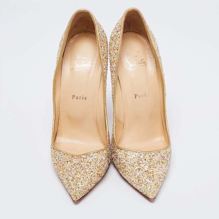 Pre Owned Christian Louboutin Multicolor Coarse Glitter Pigalle Pumps Size 41