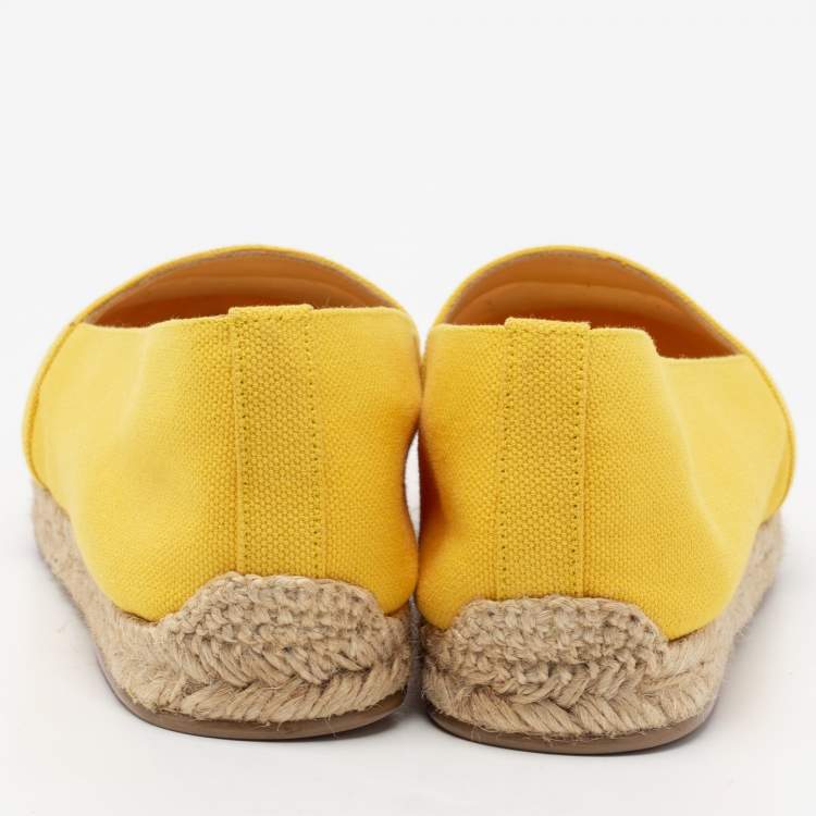 Pre Owned Christian Louboutin Yellow Caraibes Canvas Galia Espadrille Flats Size 40