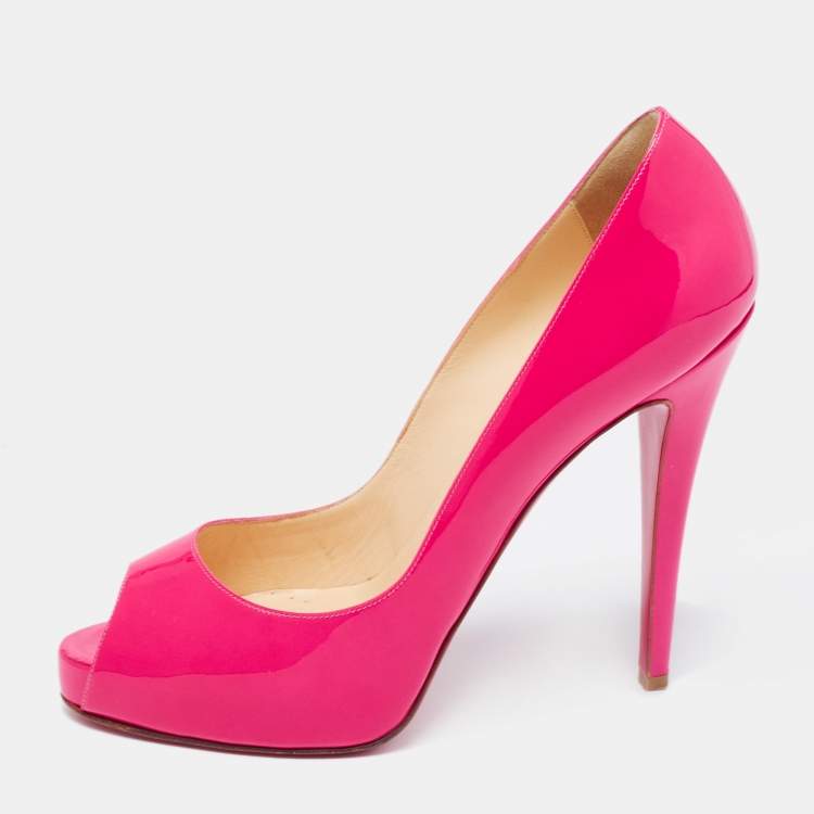 Christian Louboutin Pink Patent Leather New Peep Toe Platform Pumps Size 41 Louboutin | TLC