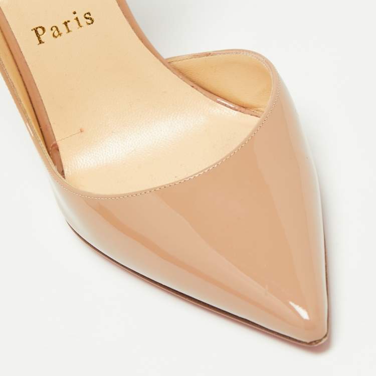 Pre Owned Christian Louboutin Beige Patent Leather Iriza D'orsay Pumps Size 36