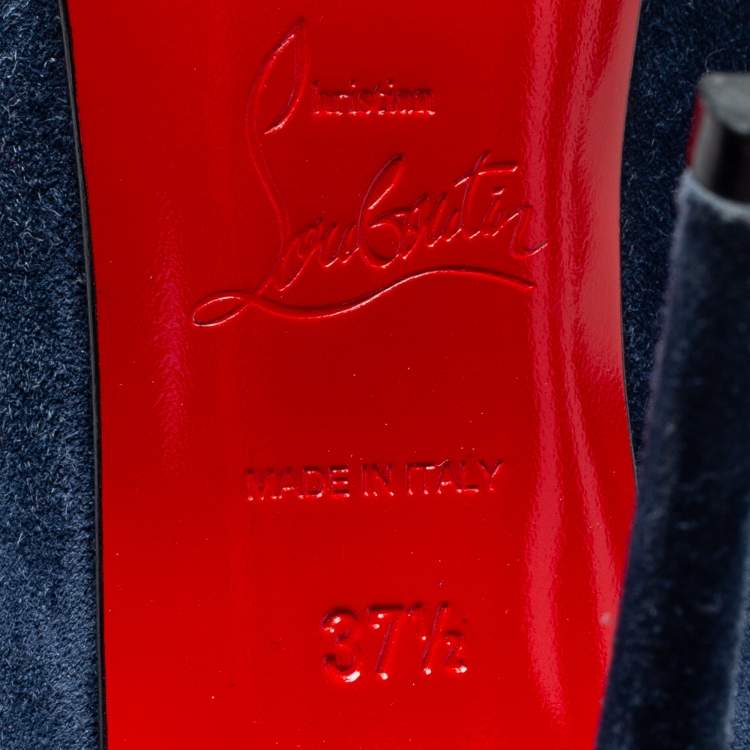 Pre Owned Christian Louboutin Blue Suede Pigalle Follies Pumps Size 37.5