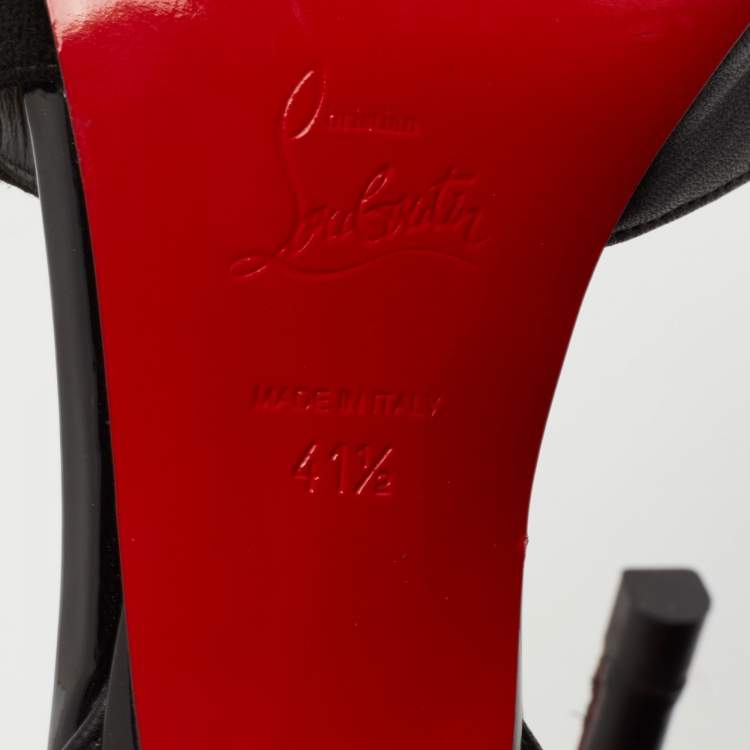Pre Owned Christian Louboutin Black Suede, Patent and Leather Platina Pumps Size 41.5