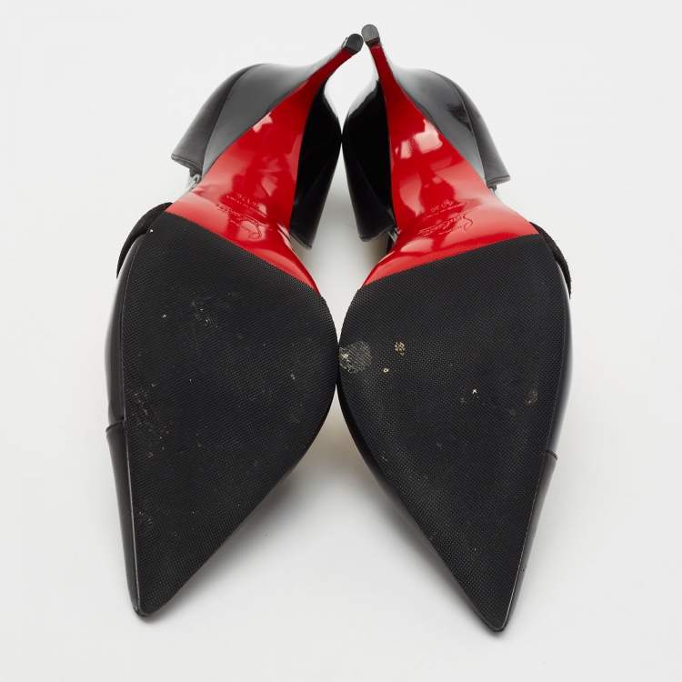 Pre Owned Christian Louboutin Black Suede, Patent and Leather Platina Pumps Size 41.5