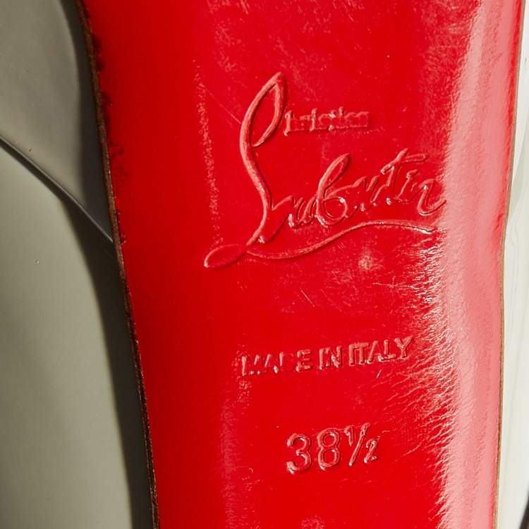 Pre Owned Christian Louboutin Grey Patent Leather Bianca Platform Pumps Size 38.5