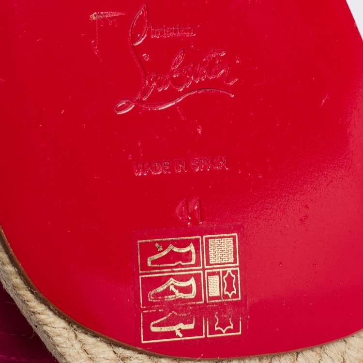 Pre Owned Christian Louboutin Pink Satin Espachica 20 Espadrille Flats Size 41