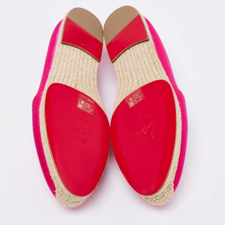 Pre Owned Christian Louboutin Pink Satin Espachica 20 Espadrille Flats Size 41