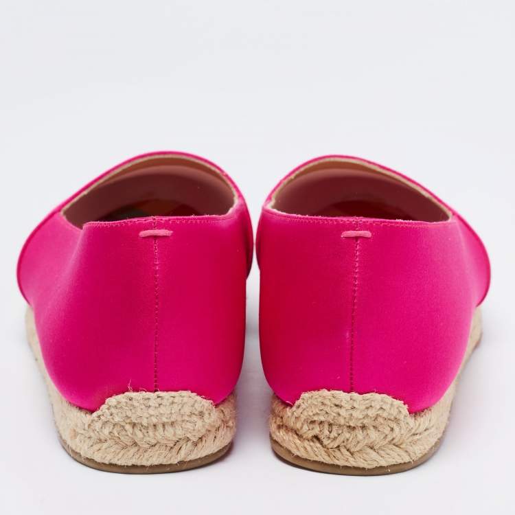 Pre Owned Christian Louboutin Pink Satin Espachica 20 Espadrille Flats Size 41
