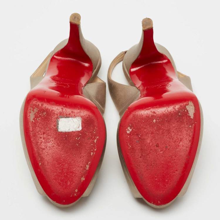 Pre Owned Christian Louboutin Metallic Leather No Prive Slingback Sandals Size 35