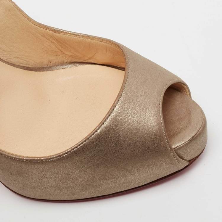 Pre Owned Christian Louboutin Metallic Leather No Prive Slingback Sandals Size 35