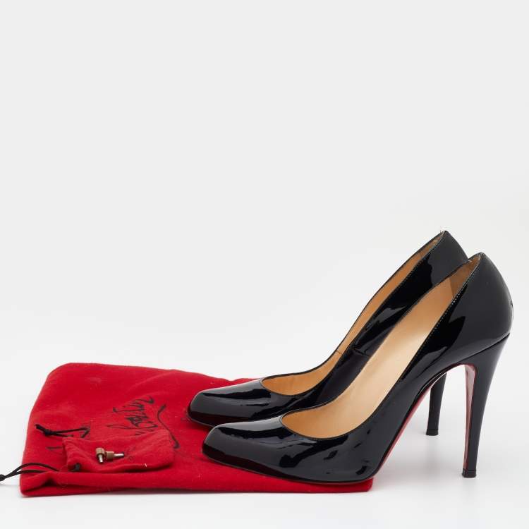 Pre Owned Christian Louboutin Black Patent Leather Fifi Pumps Size 40