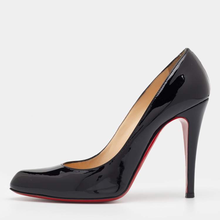 Pre Owned Christian Louboutin Black Patent Leather Fifi Pumps Size 40