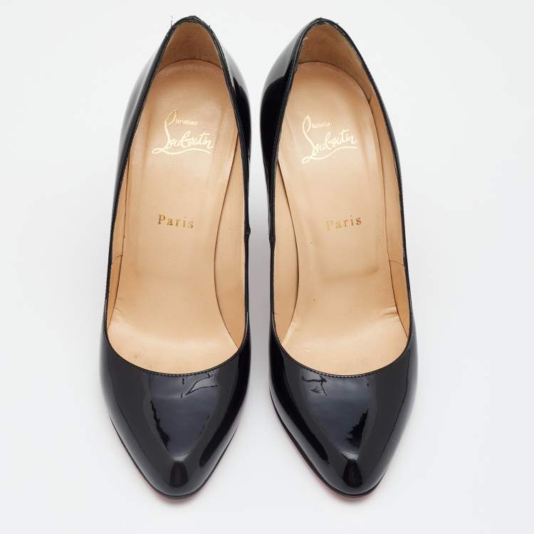Pre Owned Christian Louboutin Black Patent Leather Fifi Pumps Size 40