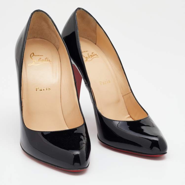 Pre Owned Christian Louboutin Black Patent Leather Fifi Pumps Size 40