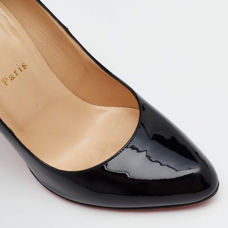Pre Owned Christian Louboutin Black Patent Leather Fifi Pumps Size 40