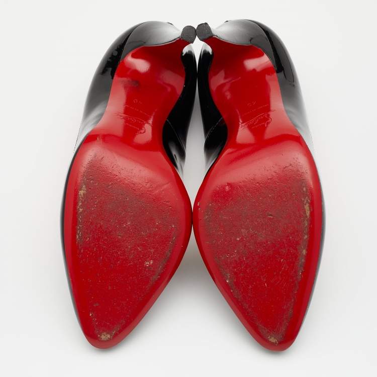 Pre Owned Christian Louboutin Black Patent Leather Fifi Pumps Size 40