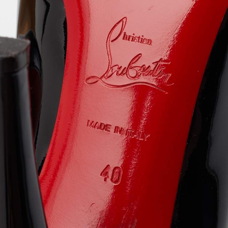 Pre Owned Christian Louboutin Black Patent Leather Fifi Pumps Size 40