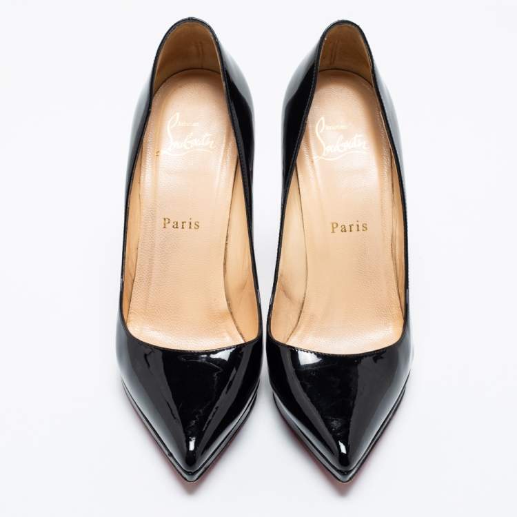 Pre Owned Christian Louboutin Black Patent Leather Pigalle Plato Platform Pumps Size 37