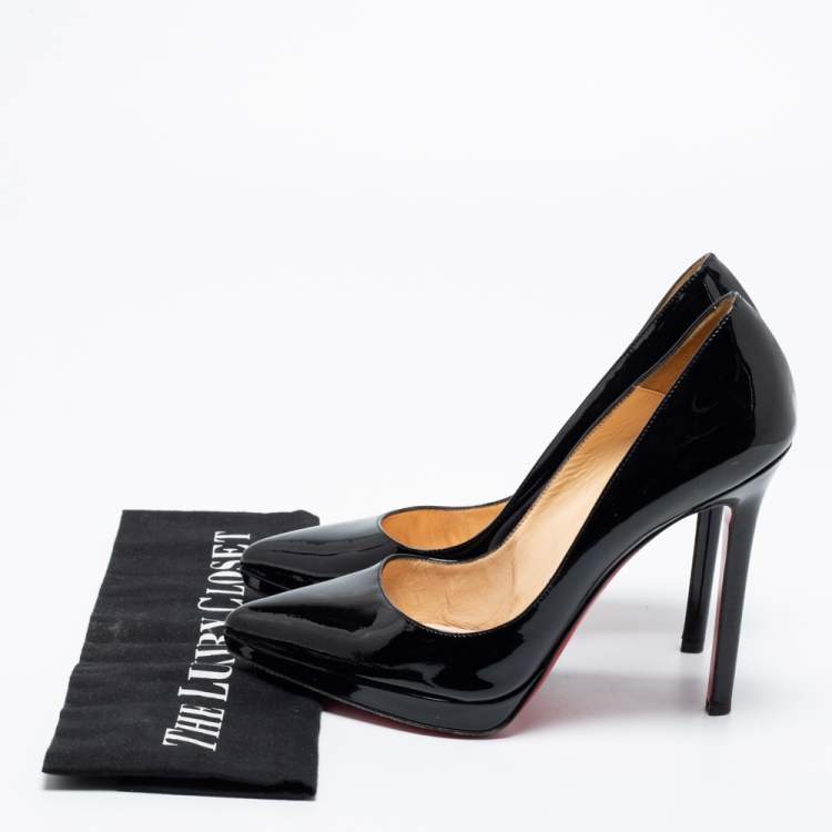 Pre Owned Christian Louboutin Black Patent Leather Pigalle Plato Platform Pumps Size 37