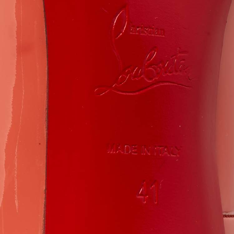 Pre Owned Christian Louboutin Coral Pink Patent Leather Fifi Pumps Size 41
