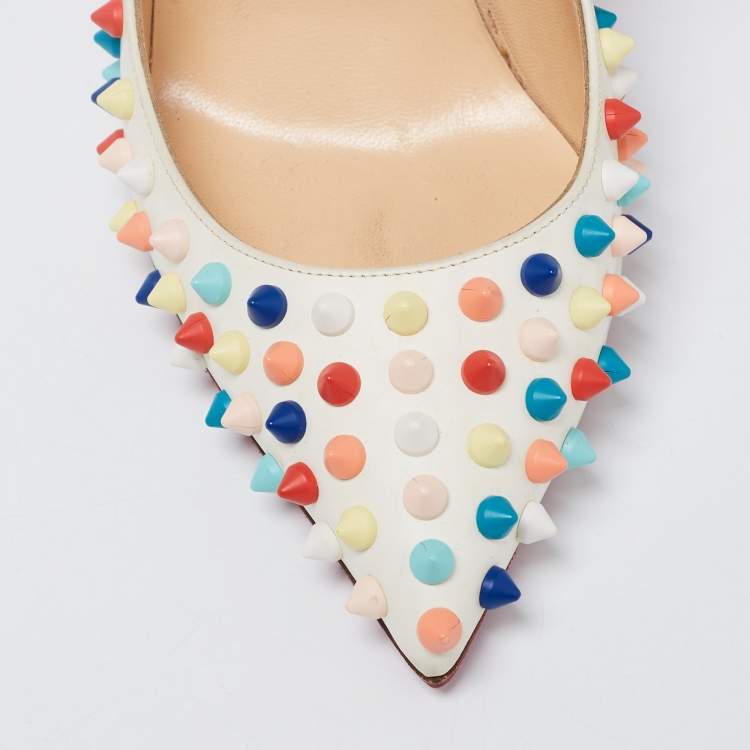 Pre Owned Christian Louboutin Multicolor Leather Pigalle Spike Pumps Size 37.5
