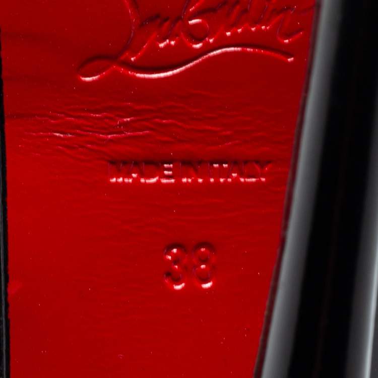 Pre Owned Christian Louboutin Black Patent Leather Lady Peep Toe Platform Pumps Size 38