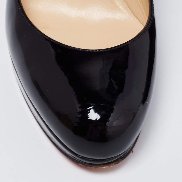 Pre Owned Christian Louboutin Black Patent Leather New Simple Platform Pumps Size 37