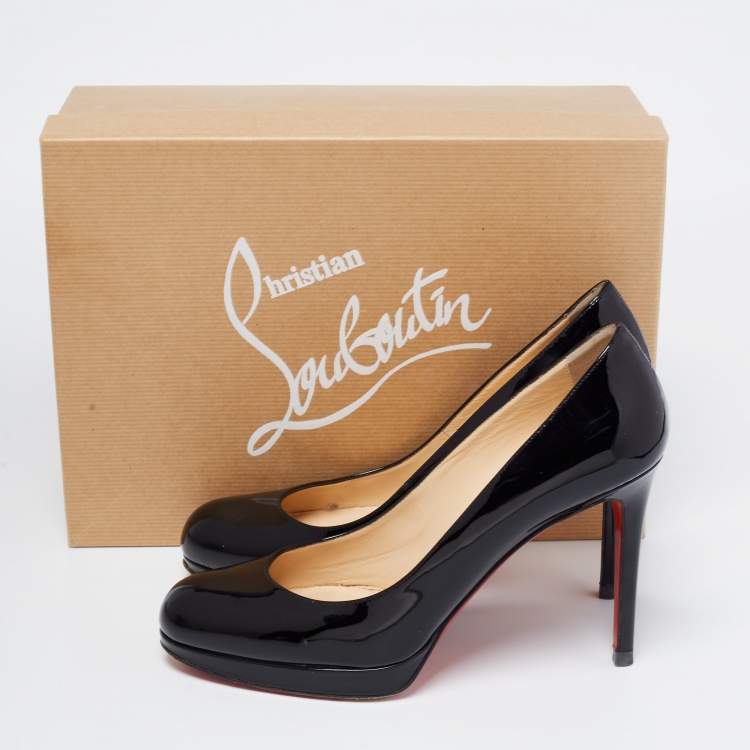 Pre Owned Christian Louboutin Black Patent Leather New Simple Platform Pumps Size 37