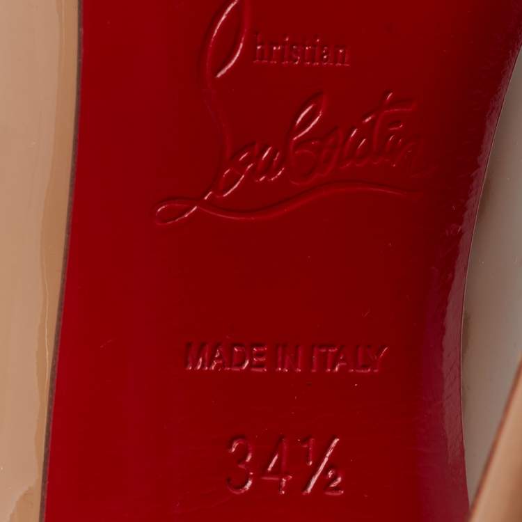 Pre Owned Christian Louboutin Beige Patent Leather Pigalle Follies Pumps Size 34.5