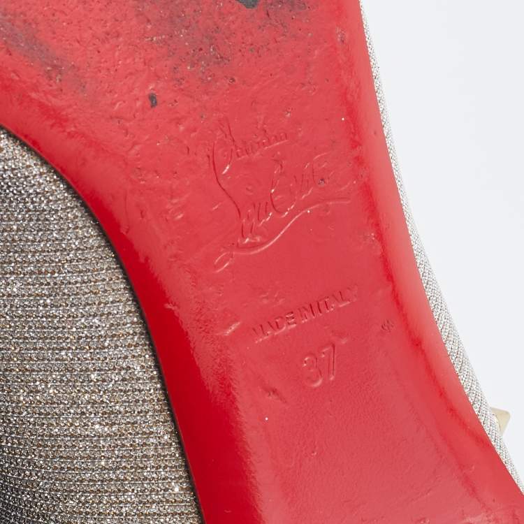 مملوكة مسبقًا Christian Louboutin Metallic Gold/Silver Lurex Fabric Degraspike Ballet Flats Size 37