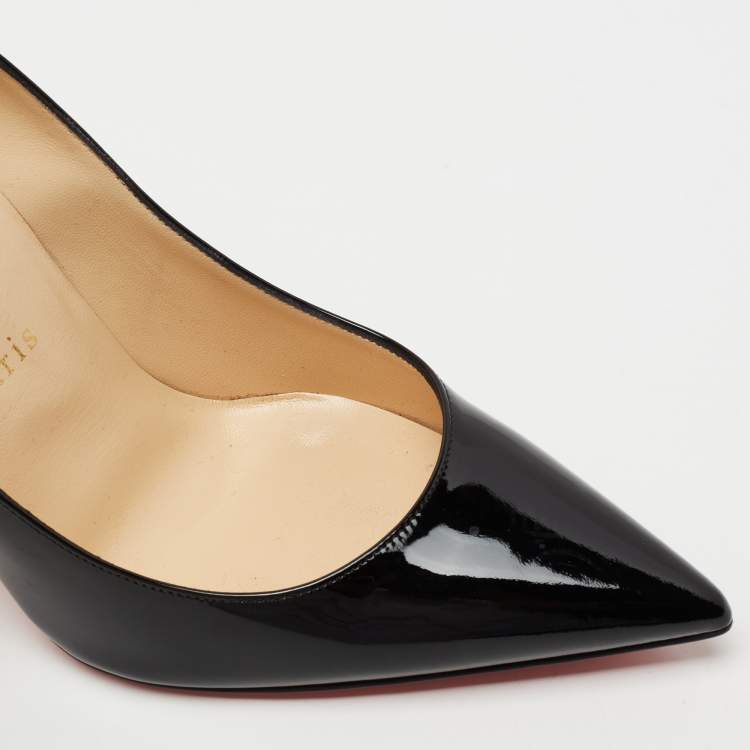 Pre Owned Christian Louboutin Black Patent Leather Kate Pumps Size 36.5