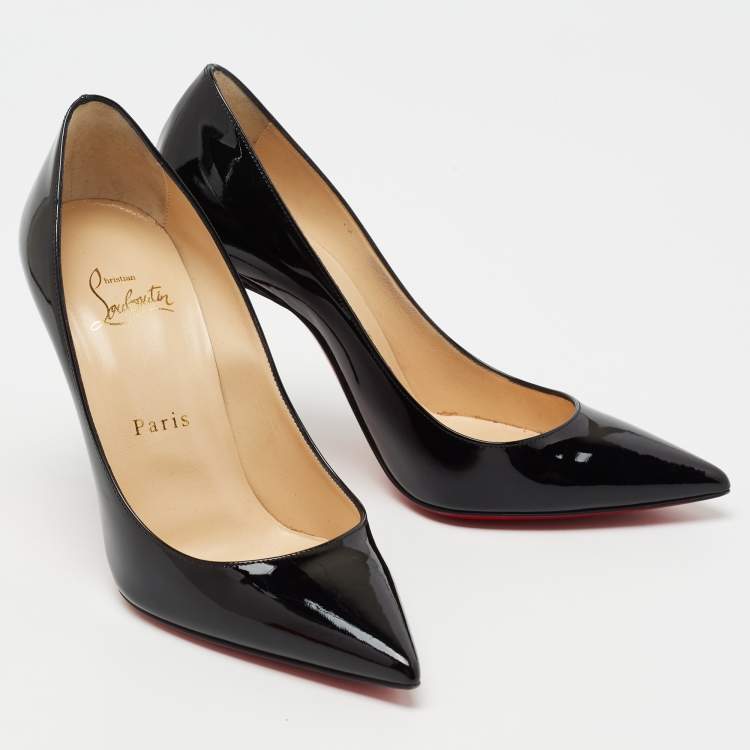 Pre Owned Christian Louboutin Black Patent Leather Kate Pumps Size 36.5
