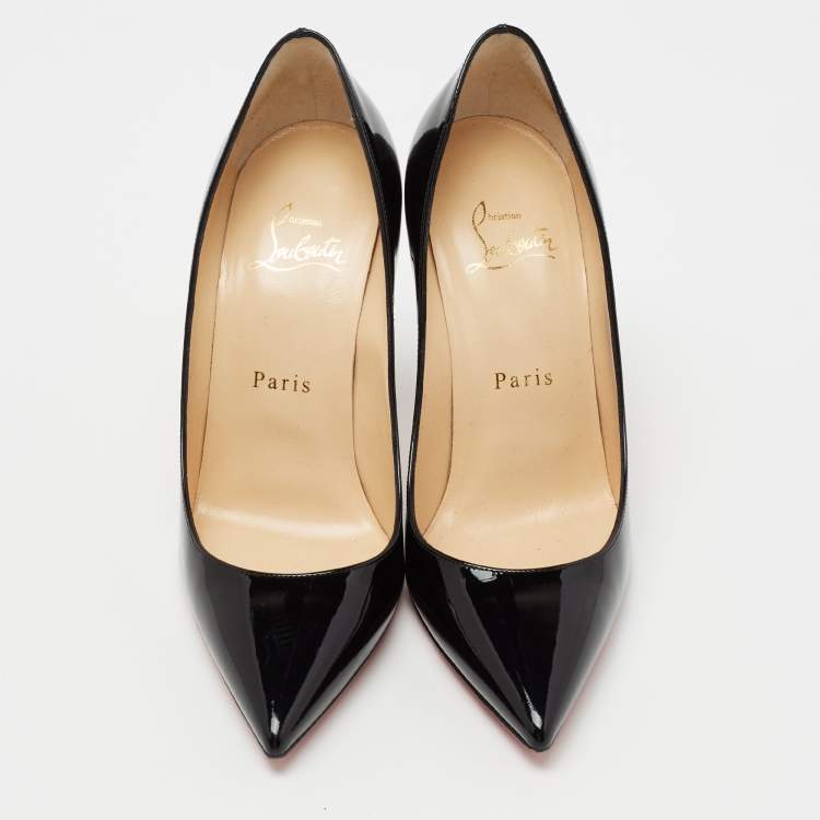 Pre Owned Christian Louboutin Black Patent Leather Kate Pumps Size 36.5