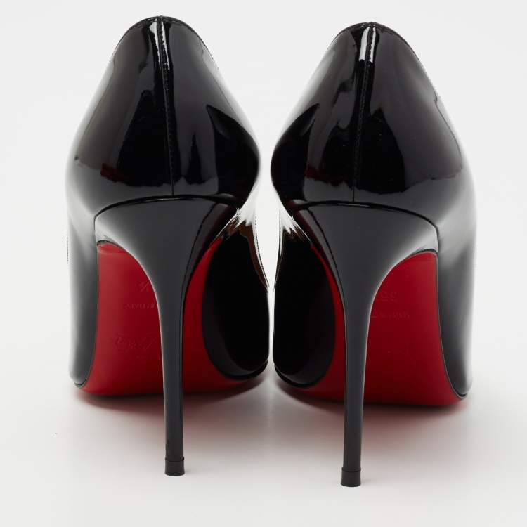 Pre Owned Christian Louboutin Black Patent Leather Kate Pumps Size 36.5