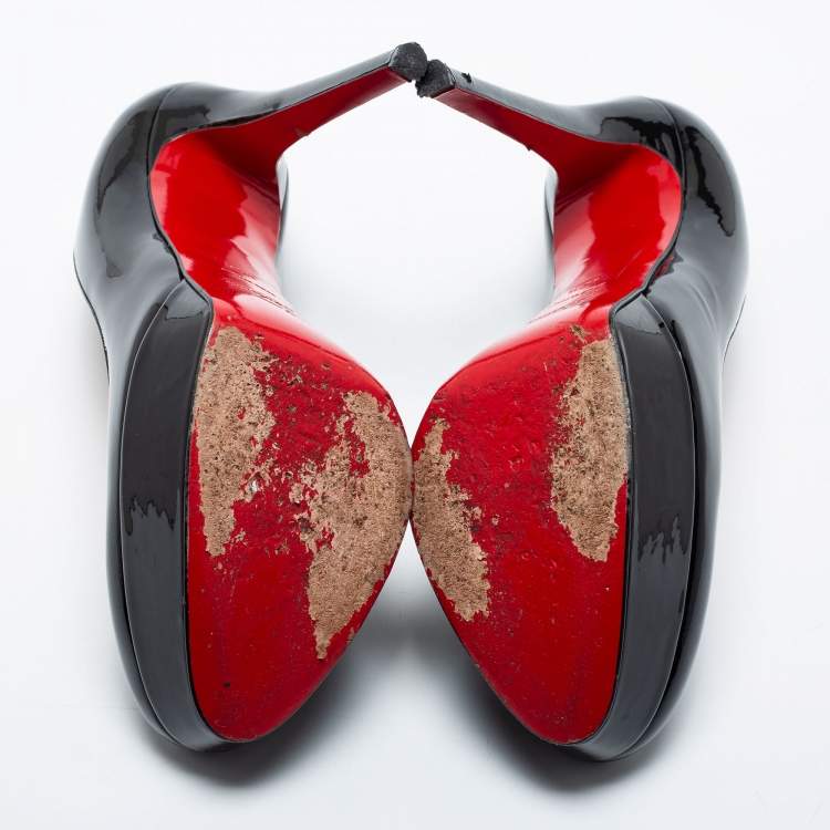 Pre Owned Christian Louboutin Black Patent Leather Bianca Platform Pumps Size 40.5