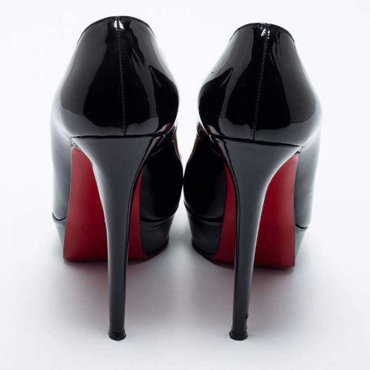 Pre Owned Christian Louboutin Black Patent Leather Bianca Platform Pumps Size 40.5
