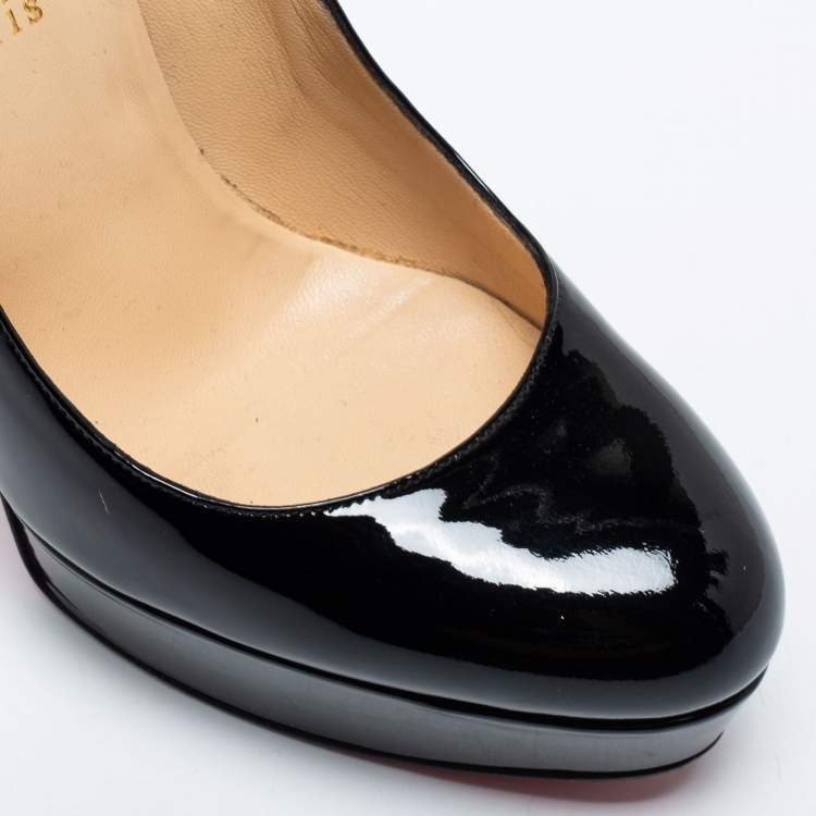 Pre Owned Christian Louboutin Black Patent Leather Bianca Platform Pumps Size 40.5