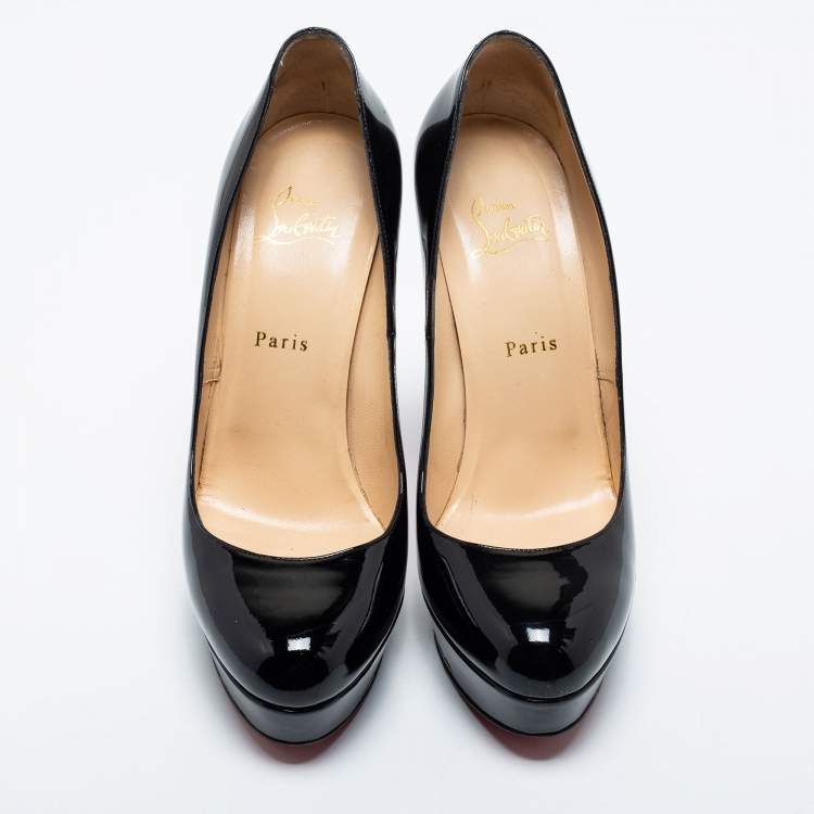 Pre Owned Christian Louboutin Black Patent Leather Bianca Platform Pumps Size 40.5